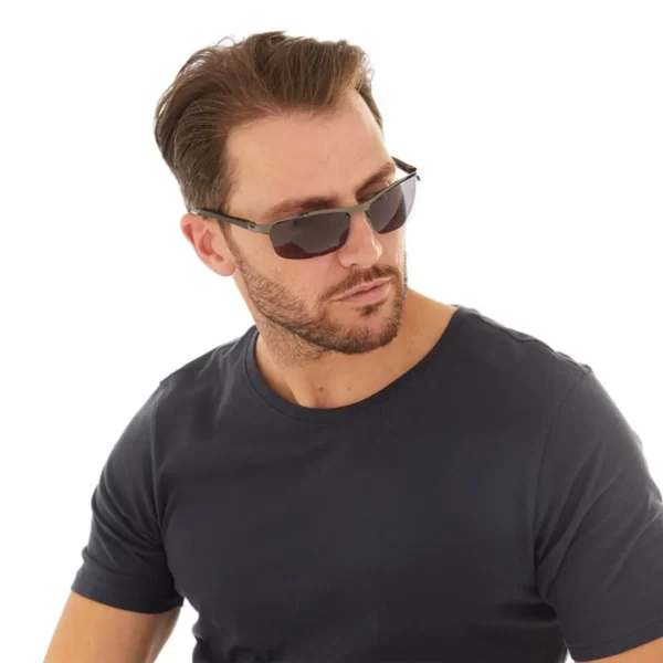 Onfire Mens Sports Supra Semi Rimless Sunglasses Metallic