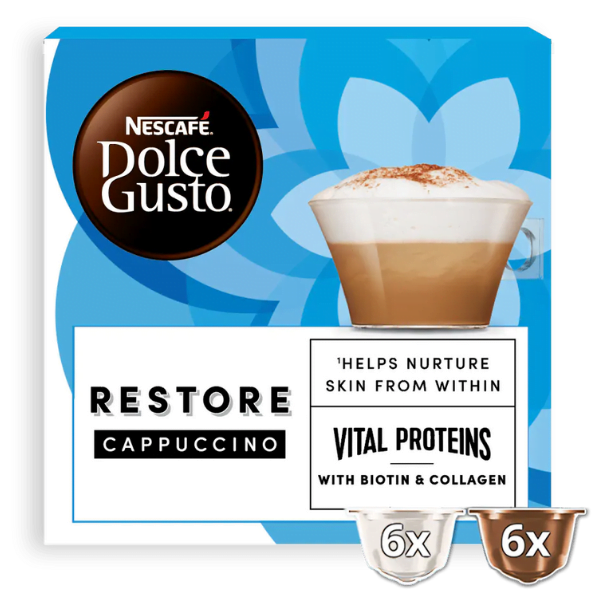 Restore Cappuccino With Biotin & Collagen Nescafe Dolce Gusto Coffee Pods -  Xclusivebrandsbd
