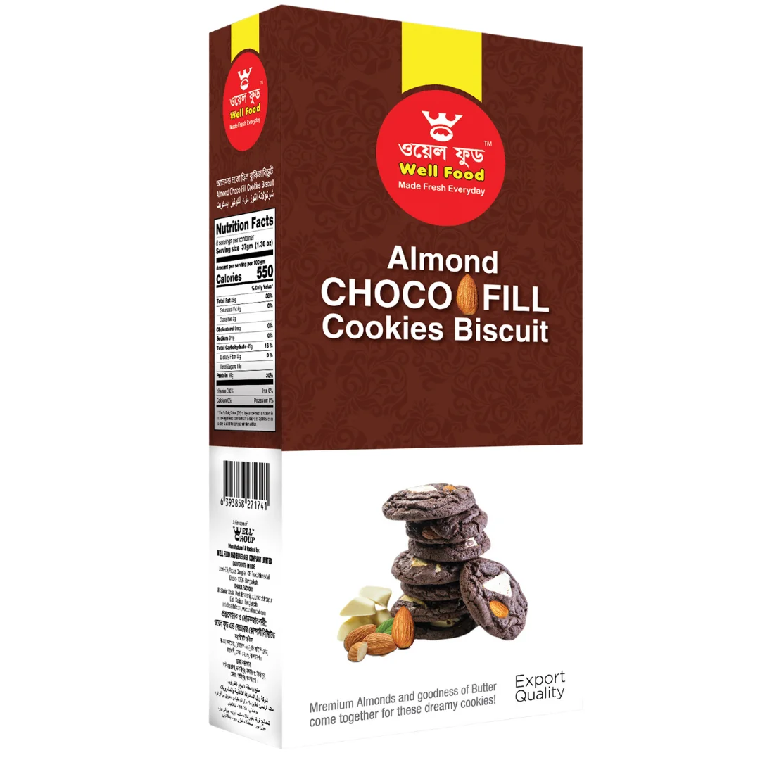Well Food Almond Choco Fill Cookies 250gm
