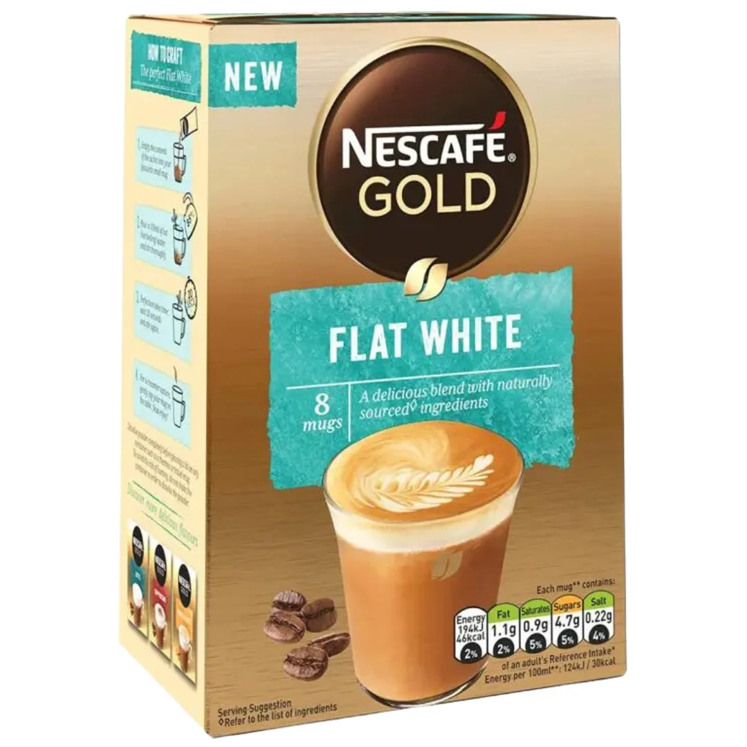 Nescafe Gold Flat White Instant Coffee Sachets 6 x 8