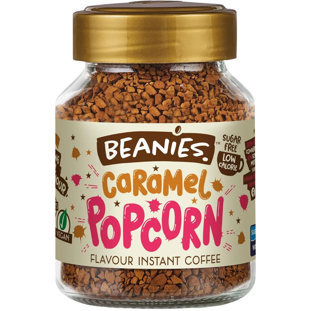 Beanies Caramel Popcorn Flavour Instant Coffee 50g