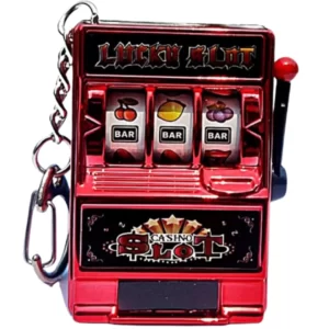Mini Fruit Machine Slot Machine Key Chain Retro(Red)