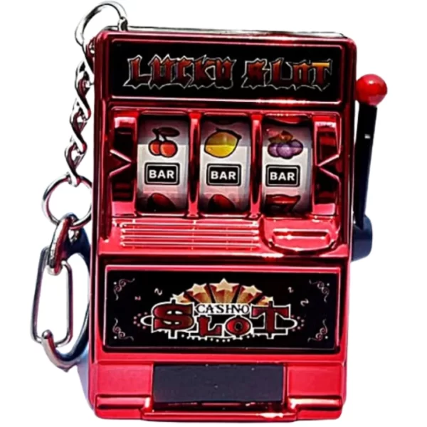 Mini Fruit Machine Slot Machine Key Chain Retro(Red)