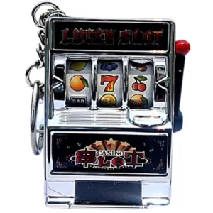 Mini Fruit Machine Slot Machine Key Chain Retro(Silver)