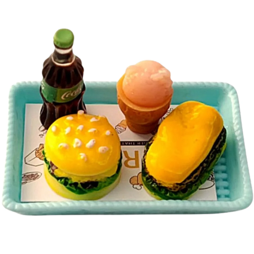 Mini Hamburger Coke Miniature Fake Fast Food Play Kitchen Toys For Barbie Dolls